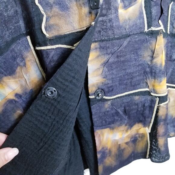 DEBORAH CROSS Art To Wear Fiber Art Patchwork Boho Shacket Multimedia One Size - Picture 6 of 10